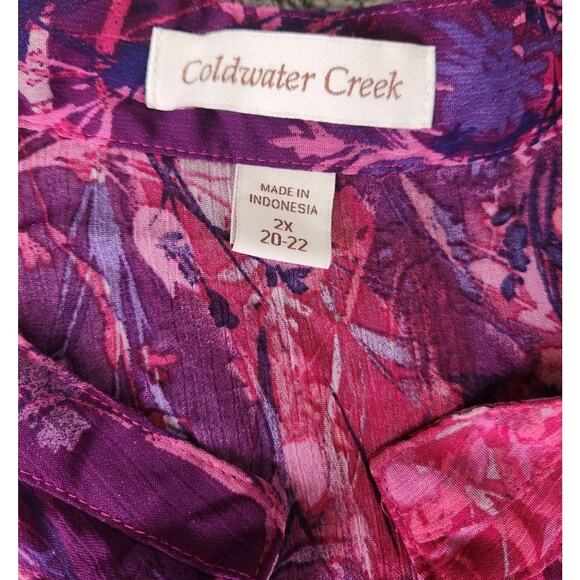 COLDWATER CREEK Tunic Blouse Women's Size 2X Sheer Chiffon, Unlined - Picture 5 of 9